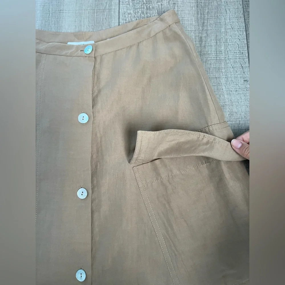 Vince Women’s Linen Blend Utility Button-Down Midi Skirt Size 10 - Picture 10 of 12